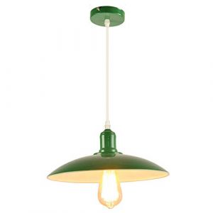 Lustre E27 Métal Suspension Abat-jour Luminaire Design Plafonnier Industriel Rétro Eclairage Decoratif -Vert (Chao Zan Maoyi, neuf)