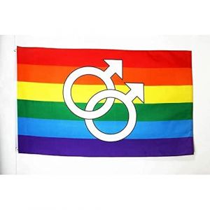 AZ FLAG - Drapeau Arc-en-Ciel Double Mars Grand - 150x90 cm - Drapeau Lgbt - Gay - Rainbow 100% Polyester Avec Oeillets Métalliques Intégrés - Pavillon 110 g (AZ-FLAG, neuf)