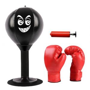 Punching ball de bureau avec gants, sac de frappe de bureau pour adultes, mini sac de boxe avec fortes ventouses, pompe &agrave; air, sac de boxe pour la maison et le bureau pour r&eacute;duire le stress (BSS STRONG MARK S.R.L., neuf)