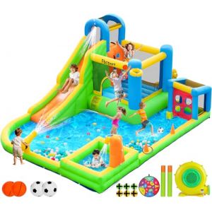 FBSPORT château Gonflable Exterieur Enfant avec souffleur 480 x 370 x 210 cm Aire de Jeux Gonflable Adulte Grand château Gonflable Piscine Meilleur Cadeau de Vacances/d'anniversaire pour Les Enfants (Yoyikty, neuf)