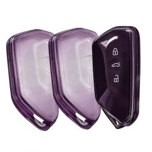2 Pi&egrave;ces - Coque Cl&eacute;, &Eacute;tui Cl&eacute;s Adapt&eacute; pour VW Golf 8 MK8 GTE GTI ID.3 ID.4 Seat Leon MK4 Tarraco Ateca, Couvre Clef Cache Cle Voiture Tel&eacute;commande, Coque Smart Key (Violet Transparent) (guangzhoushuangfengmaoyiyouxiangongsi, neuf)