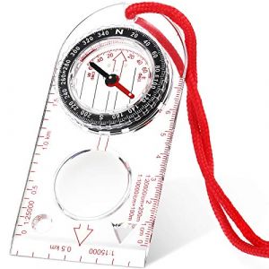 Skylety Boussole de Navigation avec Déclinaison Réglable pour Lecture Carte, Expédition, Randonnée, Course d'Orientation et Survie (1 Pièce) (SYNKEESY, neuf)