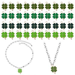 ZEPIQOR 40 Pi&egrave;ces Pendentif Tr&egrave;fle Breloques en M&eacute;tal Porte-bonheur Tr&egrave;fle Vert Pendentifs Porte-bonheur &agrave; Quatre Feuilles Accessoires de Bricolage pour Bijoux Bracelet Porte-cl&eacute;s Cadeaux (Rfervgauk, neuf)