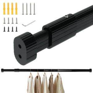 VirtuGro Tringle Penderie V&ecirc;tements peut Supporter 70KG Tringle Extensible Robuste&&Eacute;pais Barre Penderie Barre Telescopique Convient aux Armoires (Noir, 42-65cm) (BRC DIANZI, neuf)