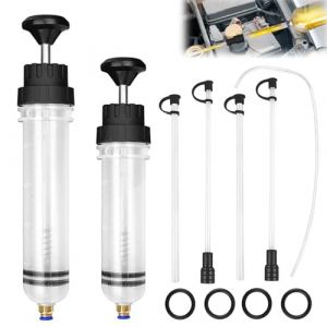 NCOALE Lot de 2 Seringue d'aspiration d'huile, seringue de Liquide de Frein 500 ML extracteur de Liquide d'huile 200 ML seringue d'aspiration d'huile avec Tuyau et Extensions pour Liquide de Frein (Owl wolf, neuf)