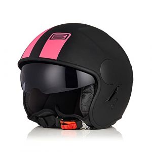 ORIGINE Casque de Moto Jet Ouvert avec Pare-Soleil Boucle à dégagement Rapide homologué ECE (Basic Fluo Fuxia Black,XL) (H&H Sports Protection srl, neuf)