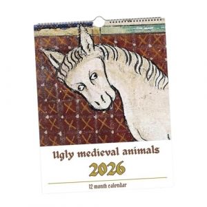 perfk Calendrier mural Animaux m&eacute;di&eacute;vaux moches 2026 - Agenda mensuel d&eacute;coratif, dr&ocirc;le et original pour le bureau, la salle de classe ou la maison (perfk, neuf)