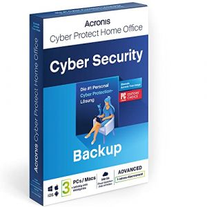 Acronis Cyber Protect Home Office 2023 | Advanced | 500 Go de Stockage Cloud | 3 PC/Mac | 1 An | Windows/Mac/Android/iOS | S&eacute;curit&eacute; Internet et sauvegarde | Code d&rsquo;activation &ndash; Envoi par la poste (TopBiz FR ?, neuf)