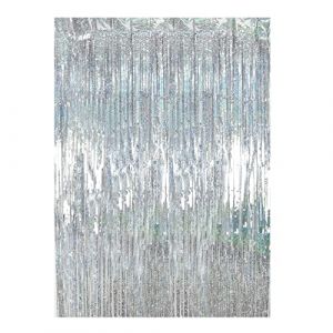 Rideau M&eacute;tallique de Frange, Rideau &agrave; Franges Aluminium Brillant pour d&eacute;corer Toile de Fond Anniversaire/Porte/Fen&ecirc;tre/F&ecirc;te/Mariage/Mur, Argent (God Meis, neuf)