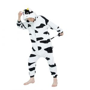 WDRHC Enfant Ensemble de Pyjama Licorne Grenouillère Animaux Romper Pajamas Onesie Animal Combinaison Costume Vêtement de Nuit en Flanelles Soirée Noël Déguisement Fille Garçon Vache (Kauson, neuf)