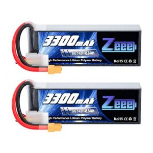Zeee 4S Lipo Batterie 3300mAh 14,8V 50C 4S Batterie RC avec connecteur XT60 pour FPV Racing Drones Vélo de Route Quadcopters Avion Hélicoptère RC Bateau RC Voiture (2 Paquets) (ZEEE POWER, neuf)