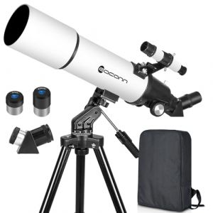 Télescope astronomique pour Adultes, télescope réfractif de 600mm d'ouverture de 80mm pour Enfants et débutants, Jumelles pour Adultes, télescope de Voyage Portable Compact avec Sac à Dos (OuJu, neuf)