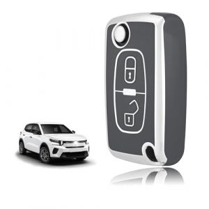 TOOMUME Coque Clé TPU, Etui Clé Étui Clé Adapté pour Peugeot 207 CC 308 SW 607 Expert Partner Tepee Citroen C4 C3 Picasso Berlingo Fiat Scudo, Couvre Clef Cache Cle Voiture Telécommande - Flip Key (TOOMUME, neuf)