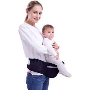 ThreeH Porte-bébé pour siège de hanche Coussin d'assise de 15 mm Ceinture ajustable Trois poches Tabouret pratique à la taille BC27 Navy (ThreeH, neuf)