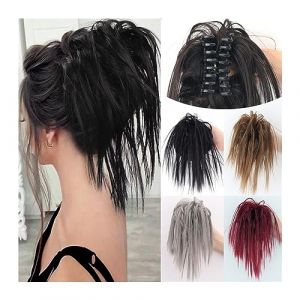 Postiche de chignon désordonné postiche de cheveux synthétique pince à cheveux chignon ondulé bouclé extensions de cheveux pince à griffe queue de cheval postiches cheveux chouchou avec pince pour (binzhoshifaguangshangmaoyouxiangongsi, neuf)