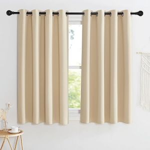 KGORGE Rideau Cuisine - Rideaux Occulants, Rideau Court, Rideaux pour Chambre Enfants/Adultes avec Œillets, Decoration Maison Petite Fenetre, 2 Pièces, 140x135 cm, Beige Foncé (KGORGEHOME, neuf)