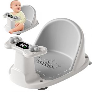 MZSX Si&egrave;ge de bain pour b&eacute;b&eacute;, avec capteur de temp&eacute;rature, si&egrave;ge de bain antid&eacute;rapant pour b&eacute;b&eacute;, avec 4 ventouses pour la douche, coussin doux (PINDD, neuf)