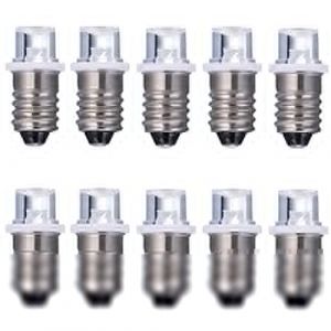 GutReise 10 ampoules LED &agrave; vis E10 + 10 ampoules E10 Base, 4.5V Ampoule LED blanc froid (4.5V, Cold White) (GutReise, neuf)