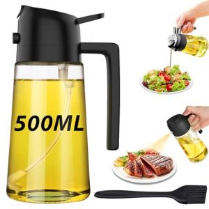 Sungoup 2 en 1 Pulverisateur Huile Cuisine 500ml, Spray Huile Cuisine, Vaporisateur Huile d'Olive Verre, Bouteille pour Huile d'Olive, Pulverisateur Huile Olive, Huile Spray Cuisine pour Friteuse (HOOYOOU, neuf)