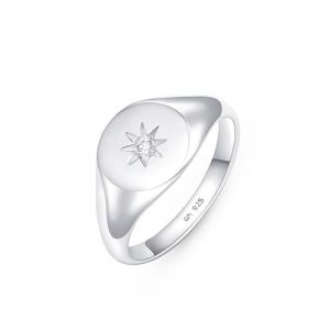 Amberta Bague Argent Sterling 925 pour Femme Massif | Bague Pouce pour Femme | Bague Chevalière | Bague en Argent pour Femme: Bague Étoile en Argent Taille 48.7 (Amberta, neuf)
