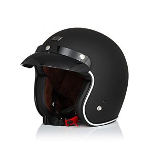 ORIGINE Casque Jet de Moto Vintage Casque Scooter Rétro de Moto Homologué ECE (Solid Matt Black,L) (H&H Sports Protection srl, neuf)