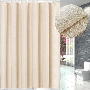 Lifup Rideau de Douche, Anti Moisissure, Imperméable Rideau de Baignoire en Polyester avec Crochets, Rideau Salle de Bain pour Baignoire Cabine de Douche Beige 180 x 220 cm (Gaptop EU, neuf)