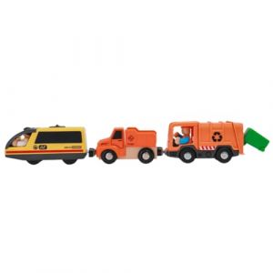 Tomedeks train electrique enfant train electrique Train Electrique Enfant pour Voie Ferrée en Bois Compatible avec Thomas, Brio, Chuggington（Thème de modèle de nettoyage de la ville） (Tomedeks-FR, neuf)