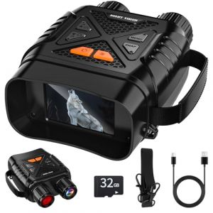 GlobalCrown jumelle Vision Nocturne, Lunette Vision Nocturne pour Adultes avec Zoom 10x et Carte 32GB pour Photos et vidéos, Lunettes pour l'observation de la Faune, la Chasse et la pêche de Nuit (shgh, neuf)