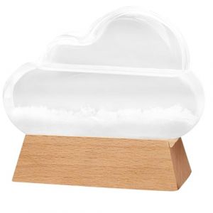 Barom&egrave;tre du globe de neige | Verre de temp&ecirc;te pour le pr&eacute;visionniste du pr&eacute;visionniste du nuage en verre de temp&ecirc;te Pr&eacute;diteur de temps avec une base en bois d&eacute;coratif d&eacute;coratif m&eacute;t&eacute;o de la station d (inhuius, neuf)