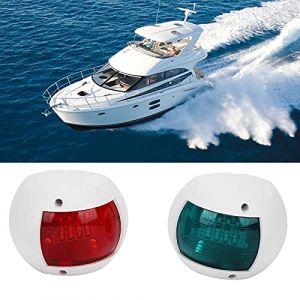 Feu de Bateau Lat&eacute;ral, Feu de Signalisation de Navigation, Paire de Feux de Signalisation Sph&eacute;rique Rouge Vert LED Feu de Navigation de Bateau &eacute;tanche DC12V-24V 3W (Blanc) (Wannhui, neuf)
