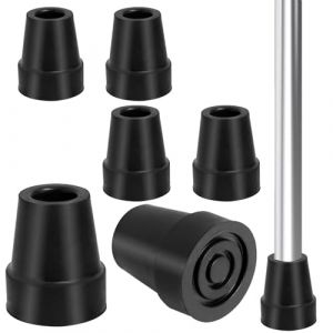 6 Pièces Embout Béquille Antidérapant 19 mm Embout Canne de Marche en Caoutchouc Stable Haute Intensité Embouts de Canne Remplacement avec Patin en Acier Pointes de Canne pour Béquilles Cannes(Noir) (MaiErKen, neuf)