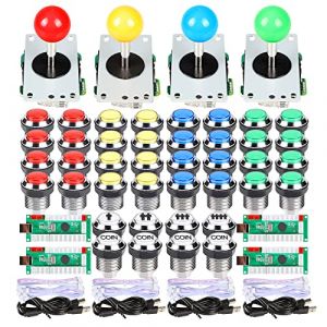 EG STARTS 4 Joueur LED Arcade DIY Kit pour USB MAME jeu PC DIY & Raspberry Pi Retro Controller DIY Compris 4X Joystick Arcade, 40x LED Chrome Arcade Boutons 2X Z&eacute;ro retard encodeur USB (EG STARTS-EU, neuf)