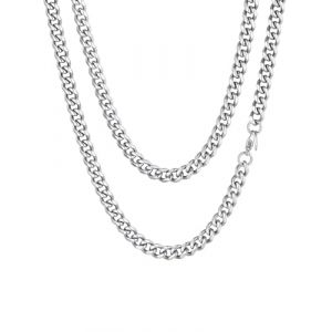 Chaine Homme Epaisse Longue Acier Inoxydable Ras de Cou Enfant Garcon Collier Gros Maille Cubain Gourmette Massif Punk 76 cm 6 mm Bijoux Cadeau Noël Mariage Saint Valentin (ChainsHouse Jewellery, neuf)