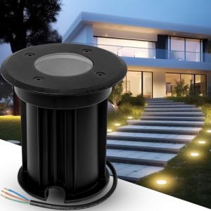 YindaLux Spot Encastrable Exterieur au sol pour GU10 203V, IP67 Étanche Spot LED Encastrable Exterieur pour terrasse, jardin, trottoir, terrasse, allée, pelouse, Rond, Argent (sans ampoule) (Xziming, neuf)
