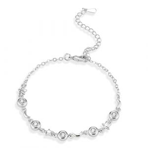 ALEXCRAFT Bracelet Argent 925 Femme, Bracelet &Eacute;toile Lune EN Zircon, R&eacute;glable Bracelet, Bracelet Cadeaux Bijoux de No&euml;l Anniversaire Dipl&ocirc;m&eacute;, pour Femme, Fille (KISSPAT EU, neuf)