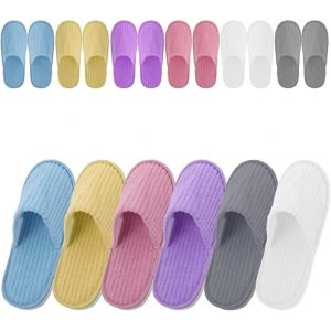 ASMIZ 12 Paires de Chaussons Jetables H&ocirc;tel, Chaussons Color&eacute;s en Fleece Coral, Taille Universelle Lavable Antid&eacute;rapant,pour H&ocirc;tel, Spa, Mariage, et Voyage (6 Couleurs) (ASMIZ, neuf)