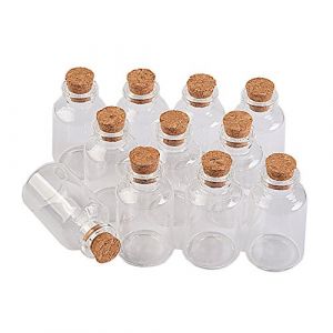 12pcs Bouteille En Verre Transparente Bocaux Avec Bouchon En li&egrave;ge, capacit&eacute; De Stockage De 22 ml, c'est Juste Une De 9 mod&egrave;les diff&eacute;rents (12, 22ml) (Bottles Factory Store, neuf)