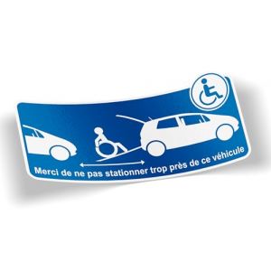 SC ® - Sticker/Autocollant - Handicap Accès Rampe Véhicule - Mobilité Réduite - Handicapé - Modèle Unique - Fabrication Française (S-C, neuf)