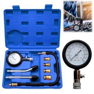 Vaileal Testeur de compression à essence, avec manomètre de bougie d'allumage et 4 adaptateurs, 0-20 bar ou 0-300 psi, testeur de pression M10, M12, M14, M18 pour voiture, camion (Vaileal-EU, neuf)