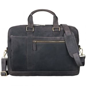 STILORD 'Nico' Sac Bandoulière Vintage en Cuir - Sacoche Serviette Cuir Véritable avec Compartiment Ordinateur 15,6 Pouces - Grand Sac Messager Homme & Femme, Couleur:Marron - foncé (STILORD Cuir, neuf)