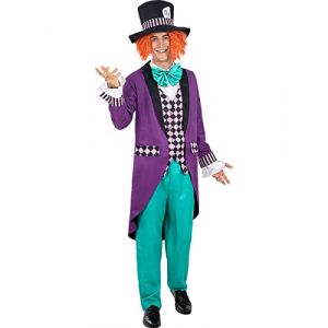 Funidelia | D&eacute;guisement Chapelier pour homme Mad Hatter, Alice au Pays des Merveilles - D&eacute;guisement pour Adultes et accessoires pour Halloween, carnaval et f&ecirc;tes - Taille 3XL - Noir (Funidelia FR-BE-LU, neuf)