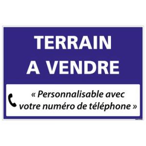 Signal&eacute;tique.biz France - Panneau Immobilier Personnalisable Terrain &agrave; Vendre avec Oeillets aux 4 Coins - Bleu - Plastique Rigide AKILUX 3,5mm - Dimensions 600x400 mm - Personalisable (Forum France, neuf)