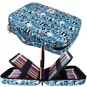 JAKAGO Trousse Crayon de Couleur 220 Grande Trousse Scolaire avec Poign&eacute;e Solide,Portable &eacute;tanche Sac a Crayon Id&eacute;al pour Excellent Cadeau Femme/Homme/&eacute;tudiant/Artiste (Panda) (Jakago EU, neuf)