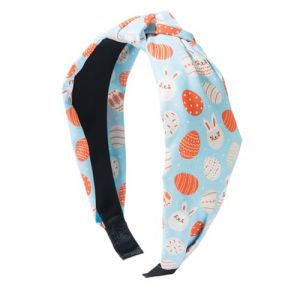 Bandeaux de Pâques pour femme | Large nœud supérieur Happy Easter Bandeau avec imprimé œuf de lapin, accessoires de cheveux de printemps pour femme, one size, Zinc, Sans pierre précieuse (Lyuting, neuf)
