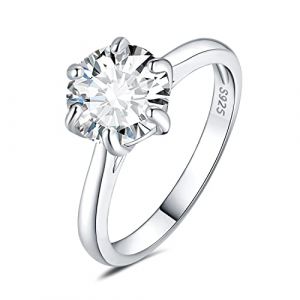 JewelryPalace 3ct Classique Cubic Zirconia Bague Taille Rond Solitaire Pierre Argent Massif 925 Femme, Diamant Simul&eacute; Bague Argent Fian&ccedil;ailles Mariage Promise Alliance, Ensemble Bijoux Femme Mariee (jewelrypalace, neuf)
