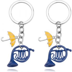 ZEPIQOR 2 pcs Porte-cl&eacute;s cor fran&ccedil;ais - Pendentif Parapluie Porte-cl&eacute;s &eacute;mail Corne Bleue, How I Met Your Mother, Comment j'ai rencontr&eacute; Votre m&egrave;re, Cadeaux pour Les Parents, Cadeaux de Vacances (Suzaihuu, neuf)