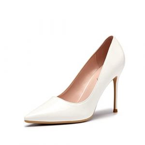 Escarpins Femme, Mode Talon Haut 10 CM Bout Pointu Ferm&eacute; Sexy Chaussures Talons Aiguille de Soir&eacute;e Mariage Blanc, 40 EU(10 US) (Tiance, neuf)