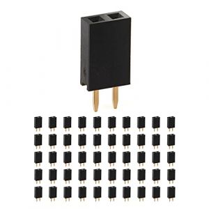 CHANZON en-tête de Broche 2 pin x 50 pièces pin d'en-têtes Femelles Droit Une Seule rangée épingles carrées Plaqué Or Pas de 2,54 mm pour PCB, Arduino Gpio, connecteur, Machine, Planche à Pain (Chanzon FR, neuf)