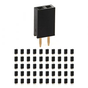 Chanzon en-tête de Broche 2 pin x 50 pièces pin d'en-têtes Femelles Droit Une Seule rangée épingles carrées Plaqué Or Pas de 2,54 mm pour PCB, Arduino Gpio, connecteur, Machine, Planche à Pain (Chanzon FR, neuf)