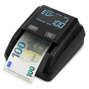 ZENACASA Detecteur Faux Billets, Euros, Dollars et Livre Sterling & Compteuse de Billet - INSERTION UN A UN - Détecteur UV/MG/IR pour Faux Billet -Scanner portable compact et léger avec écran tactile (BMS France, neuf)